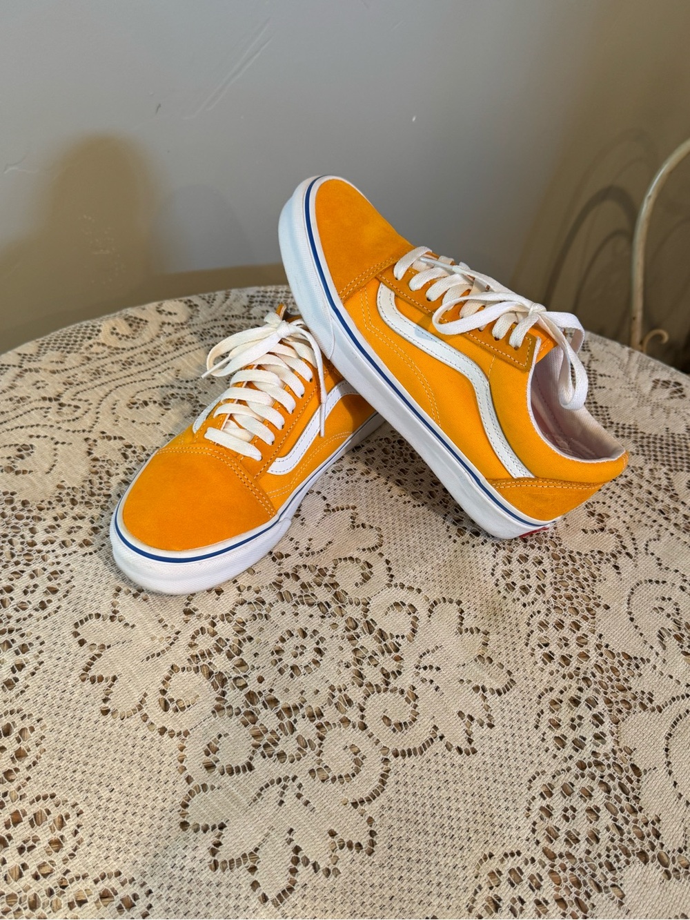 Vans Orange Suede Low-Top Skate Shoe with White Sole - Picture 2 of 7